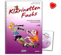 Klarinetten Fuchs Band 1, scuola di clarinetto per principianti con CD e clip musicale colorata a forma di cuore
