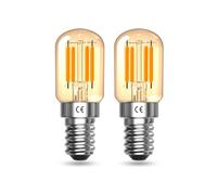 Klarlight 2W E14 Lampadine a LED Bianca Calda 2200K Annata in Vetro Ambrato Luce 100lm, 15W Equivalenti, T22 Mini Lampadina Tubolare a Filamento LED, Luce Calda Morbida per la luce Notturna, 2 Pezzi