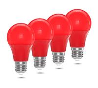 Klarlight 9W E27 Lampadine colorate 9w A60/A19 LED a incandescenza Lampadina colorata rossa E26 LED 720LM 4 Pack Lampada led decorativa per feste, palchi, decorazioni d'interni