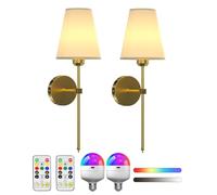 Klarlight Battery Operated Wall Sconce Set di 2, RGB + 3CCT Lampade da Parete Ricaricabili, Lampade Dimmabili con Telecomando, Lampade Wireless per Camera da Letto Soggiorno Corridoio Decorazione