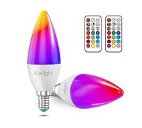 Klarlight C35 E14 lampadine LED cambia colore, 3 W dimmerabile RGB candela, E14 LED bianco caldo 3000 K, funzione di memoria cambia colore lampadine con telecomando, confezione da 2