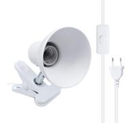 Klarlight Lampada a Morsetto E27 Bianca Portalampada E27 con Clip, EU Spina e Interruttore, vite Edison Lampada da Tavolo, Girevole a 270°, AC 85-265V, Cavo da 1.8m (Senza Lampadina)