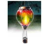 Klarlight Lanterna solare a forma di mongolfiera, 45 cm, da appendere, con effetto vetro arcobaleno, impermeabile, ad energia solare, accensione e spegnimento automatico, per giardino, patio, cortile