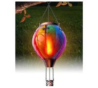 Klarlight Lanterna Solare a Palloncino ad Aria Calda, Luci a LED in Vetro Macchia Arcobaleno, Lanterna Solare Appesa con Luce di Fiamma Scintillante per Albero del Giardino, in Metallo e Vetro