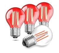 Klarlight LED Red Light, 4W (equivalente a 40W) E27 lampadina rossa, AC 220V G45 lampadina LED E27 colori per la decorazione, bar, festa, non dimmerabile, 4 Pack