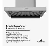 Klarstein AeroClean - Cappa aspirante | 649,9 m³/ora | 4 livelli | Classe energetica A++ | Scarico/ricircolo