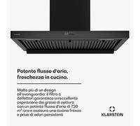 AeroClean - Cappa aspirante | 649,9 m³/ora | 4 livelli | Classe energetica A++ | Scarico/ricircolo