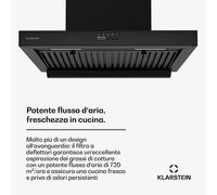 Klarstein AeroClean - Cappa aspirante | 649,9 m³/ora | 4 livelli | Classe energetica A++ | Scarico/ricircolo