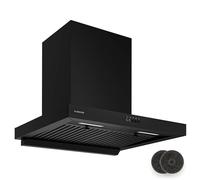 Klarstein AeroClean - Cappa da Cucina da 60cm, Cappa Aspirante a Parete, Boost: 721 m³/ora, Motore: 120W, Efficienza A++, LED: 3800-4200K, 52 dB, Filtro a Deflettore & Carboni Attivi, Nero