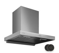Klarstein AeroClean - Cappa da Cucina da 60cm, Cappa Aspirante a Parete, Boost: 721 m³/ora, Motore: 120W, Efficienza A++, LED: 3800-4200K, 52-68 dB, Filtro a Deflettore, Acciaio Inox