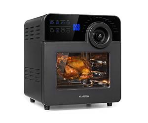 Klarstein AeroVital Cube Chef - Friggitrice ad aria da 1700 W, friggitrice aria con schermo touch, 16 programmi, 50-220 °C, 14 L, circa 10 h di preselezione della durata, acciaio inox, Nero