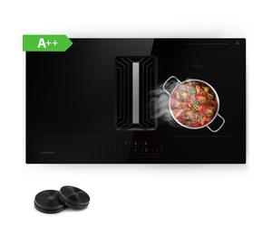 Klarstein AirJet 90cm 4 Fuochi Piano a Induzione Con Cappa Integrata Nero