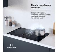 Klarstein AirJet Hybrid Down Air System | Piano cottura a induzione con cappa integrata | 600 m³/h | CEE A++