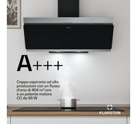 Klarstein Alessia - Cappa a isola | Modalità di ricircolo e scarico | Acciaio inox | 404 m³/ora | 90 cm