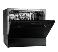 Klarstein Amazonia - Mini Lavastoviglie, Piccola, Posizionamento Libero, 6 Programmi, 2 Ripiani per Posate Estraibili, Aquastop, Tubo di Scarico Preinstallato, 1380 Watt, Amazonia 6, Nero