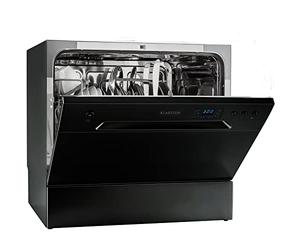 Klarstein Amazonia - Mini Lavastoviglie, Piccola, Posizionamento Libero, 6 Programmi, 2 Ripiani per Posate Estraibili, Aquastop, Tubo di Scarico Preinstallato, 1380 Watt, Amazonia 6, Nero