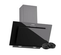 Klarstein Athena Cappe Inclinate 60cm - Cappa Cucina Angolare, 404 m³/h, LED, 3 Velocità, Filtro Carbone, A+++, Aspirante & Ricircolo, Design Moderno, Silenziosa 63 dB