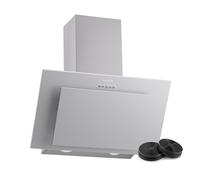 Klarstein Athena Cappe Inclinate 60cm - Cappa Cucina Angolare, 404 m³/h, LED, 3 Velocità, Filtro Carbone, A+++, Aspirante & Ricircolo, Design Moderno, Silenziosa 63 dB, Acciaio inossidabile