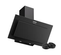 Klarstein Athena Cappe Inclinate 90cm - Cappa Cucina Angolare, 404 m³/h, LED, 3 Velocità, Filtro Carbone, A+++, Aspirante & Ricircolo, Design Moderno, Silenziosa 63 dB, Nero