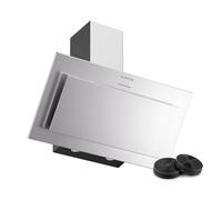 Klarstein Athena Cappe Inclinate 90cm - Cappa Cucina Angolare, 404 m³/h, LED, 3 Velocità, Filtro Carbone, A+++, Aspirante & Ricircolo, Design Moderno, Silenziosa 63 dB, Acciaio inossidabile