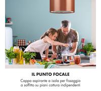 Klarstein Barett - Cappa aspirante a isola, Ø 35 cm, ricircolo, 560 m³/h, LED, filtri ai carboni attivi