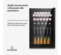 Klarstein Beercave 115 - Frigorifero, 115 litri, 4 ripiani, sportello in vetro a triplo isolamento, touch