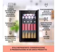 Klarstein Beercave 70 - Frigorifero, 70 litri, 3 ripiani, sportello in vetro a triplo isolamento, touch