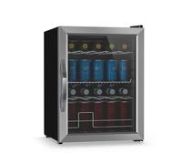 KLARSTEIN Beersafe 60 L Frigorifero per Bevande con Porta in Vetro, Argento | luce LED, ripiani metallici estraibili, silenzioso, frigo bar per birra, lattine e bottiglie