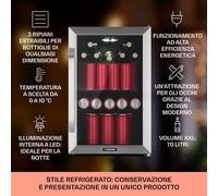Klarstein Beersafe 70 Bierzeit Edition - Frigorifero, 70 litri, 3 ripiani, sportello panoramico in vetro, acciaio inox