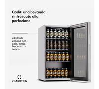 Klarstein Beersafe 74 Slim - Frigorifero, 74 litri, 3 ripiani, sportello panoramico in vetro