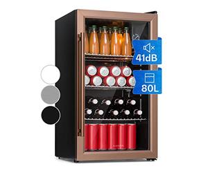 KLARSTEIN Beersafe 80 L Frigorifero per Bevande con Porta in Vetro, Rame | luce LED, ripiani metallici estraibili, silenzioso, frigo bar per birra, lattine e bottiglie
