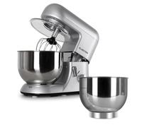 Klarstein Bella Argentea Set Robot da Cucina Multifunzione Mixer impastatrice planetaria + Ciotola in Acciaio aggiuntiva (1200 Watt, acciaio inox, 5.2 litri) silver