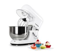KLARSTEIN Bella Bianca - Impastatrice, Planetaria, Mixer da Cucina, 2000 W, 5,2 L, Sistema Planetario, 6 Velocità, Terrina in Acciaio, Ganci in Pressofusione, Braccio Multifunzionale, Bianco