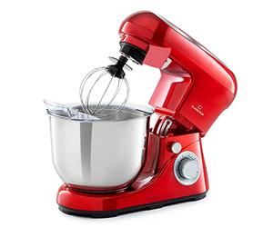 Klarstein Bella Pico 2G - Robot da Cucina, Mixer, Impastatrice, 1200 W / 1,6 PS, 6 Livelli, Sistema di Miscelazione Planetario, Ciotola in Acciaio Inox da 5L, Rosso