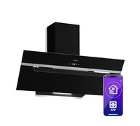 Klarstein BigBite 90 - Cappa da Cucina, 90cm, Cappa Aspirante, Controllo WiFi & Touch, 305 m³/ora in Ricircolo, Efficienza Energetica A++, Cappa con LED, Nera, Scarico & Ricircolo