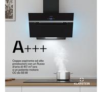 Klarstein BigBite - Cappa a soffitto | Modalità di scarico e ricircolo | Vetro di sicurezza | 417 m³/ora | 60 cm