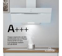 Klarstein BigBite - Cappa a soffitto | Modalità di scarico e ricircolo | Vetro di sicurezza | 417 m³/ora | 90 cm