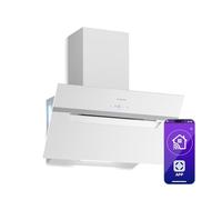 Klarstein BigBite Cappe Inclinate - 60cm, Cappa Cucina Angolare, 417 m³/h, Touch, LED, A+++, 3 Velocità & Boost, Filtro Carbone, Scarico & Ricircolo, Design Moderno, Silenziosa, Bianco