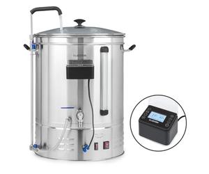 KLARSTEIN Brauheld Pro - Paiolo di Ammostamento per Birra, 100-3300 W, MemoryBrew: 11 Passaggi Programmabili, Timer, 30-100 °C, Anti-Burn-Circulation, Acciaio Inox, Volume: 70 L