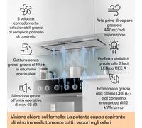 Camila - Cappa aspirante, incasso, 70 cm, 397 m³/ora, LED, touch, acciaio inox