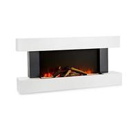 Klarstein Camino Elettrico da Incasso con Mensola, da Parete con Fiamma LED 2000W e Telecomando, Caminetto con Timer e Controllo Automatico di Temperatura