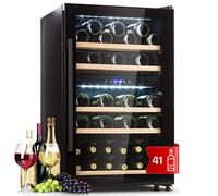 Klarstein Cantinetta Vino, Cantinetta Vino Refrigerata a Zona Doppia per Interno/Esterni, Frigo Bar, Cantina Vino con Vetrina, Mini Bar con Protezione UV, Frigo Vino Touch, 5-18°C, 41 Bottiglie