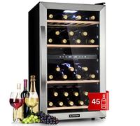 KLARSTEIN Cantinetta Vino, Cantinetta Vino Refrigerata a Zona Doppia per Interno/Esterni, Frigo Bar, Cantina Vino con Vetrina, Mini Bar con Protezione UV, Frigo Vino Touch, 5-18°C, 45 Bottiglie