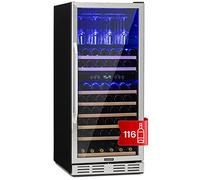KLARSTEIN Cantinetta Vino Design da Incasso, Cantinetta Vino Refrigerata a Zona Doppia per Rosso, Bianco e Birra, Controlli Touch, Frigo per Esterno/Interno, 306L, 116 Bottiglie
