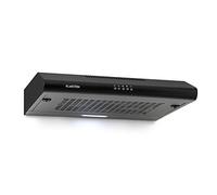 KLARSTEIN Capannina - Cappa Sottopensile, 60 cm, Scarico/Ricircolo, Scarico max: 166 m³/h, 3 Livelli di Potenza, Acciaio Inox, Luce LED, Classe Energetica C, Nero
