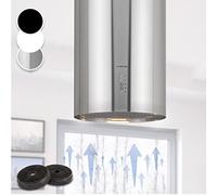 Bolea - Cappa aspirante a isola, Ø 38 cm, scarico/ricircolo, 600 m³/ora, LED, incl. filtri a carboni attivi