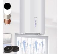 Klarstein Cappa Isola, Cappa Cucina con Timer, Flusso d'Aria di 650m³/h, Cappa per Isola Cucina con 3 Modalità e Design Candelabro Bianco