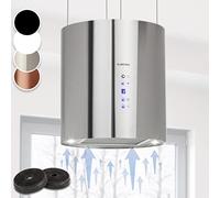 Klarstein Barett Cappa Aspirante a Isola Ø35cm Ricircolo 590m³/h LED Acciaio Inox