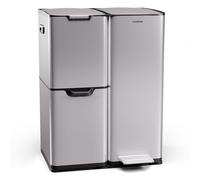 KLARSTEIN Cestino Differenziata 3 Scomparti in Metallo 60 L / 3 in1 Acciaio inox