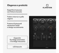Klarstein ChronoVault - Avvolgitore di orologi | 8+6 orologi | Vegano | Lucido | 4 modalità | Motore Mabuchi | LED | Cassetto
